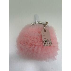 Jewel by Badgley Mischka Pink Tulle Layered Ruffle Pouch Clutch - OS